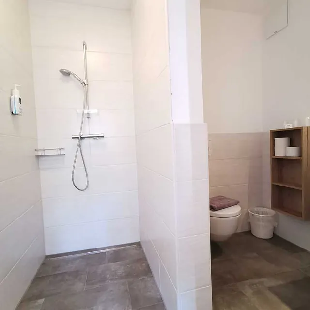 Dusche im Dreibettzimmer